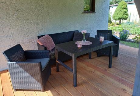 Zestaw ogrodowy z sofą, 2 fotelami i stołem podnoszonym K3L grafit