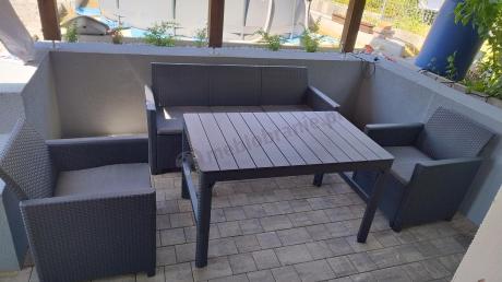 Zestaw ogrodowy z sofą, 2 fotelami i stołem podnoszonym K3L grafit