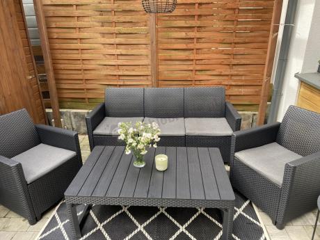 Zestaw ogrodowy z sofą, 2 fotelami i stołem podnoszonym K3L grafit