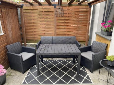 Zestaw ogrodowy z sofą, 2 fotelami i stołem podnoszonym K3L grafit