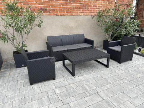 Zestaw ogrodowy z sofą, 2 fotelami i stołem podnoszonym K3L grafit