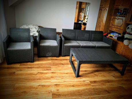 Zestaw ogrodowy z sofą, 2 fotelami i stołem podnoszonym K3L grafit