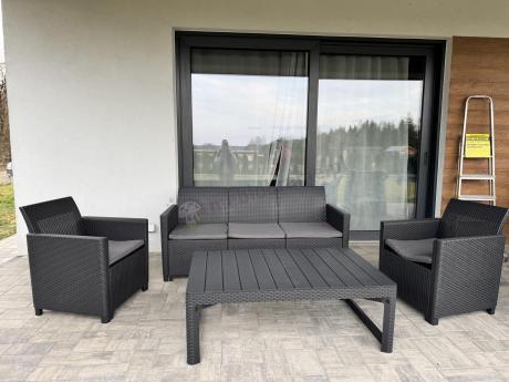 Zestaw ogrodowy z sofą, 2 fotelami i stołem podnoszonym K3L grafit