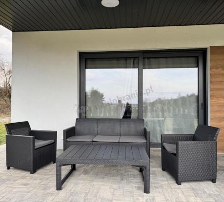 Zestaw ogrodowy z sofą, 2 fotelami i stołem podnoszonym K3L grafit