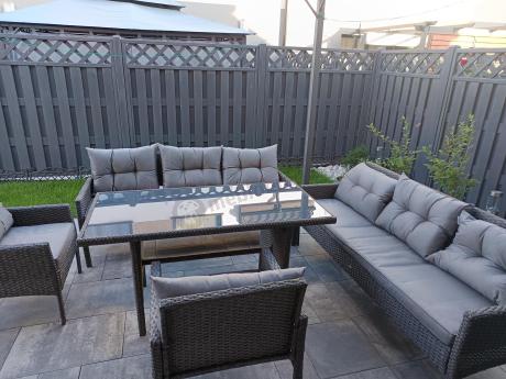 Zestaw ogrodowy z sofami 175cm, fotelami i wysokim stołem Perata Grande Anthracite