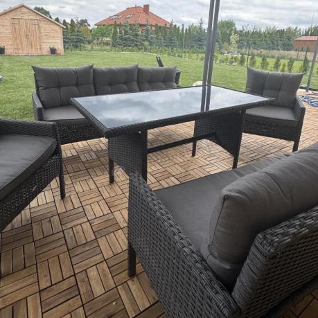Zestaw ogrodowy z sofami 175cm, fotelami i wysokim stołem Perata Grande Anthracite