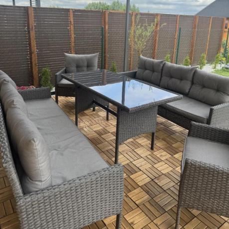 Zestaw ogrodowy z sofami 175cm, fotelami i wysokim stołem Perata Grande Anthracite