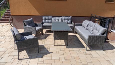 Zestaw ogrodowy z sofami 175cm, fotelami i wysokim stołem Perata Grande Anthracite