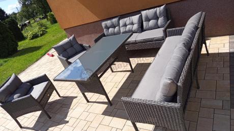 Zestaw ogrodowy z sofami 175cm, fotelami i wysokim stołem Perata Grande Anthracite