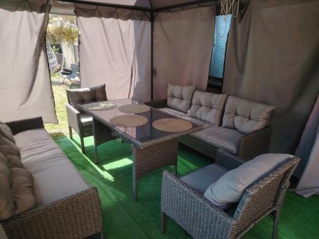 Zestaw ogrodowy z sofami 175cm, fotelami i wysokim stołem Perata Grande Anthracite