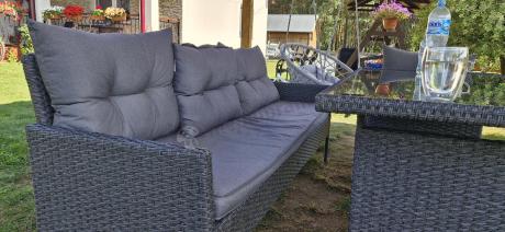 Zestaw ogrodowy z sofami 175cm, fotelami i wysokim stołem Perata Grande Anthracite