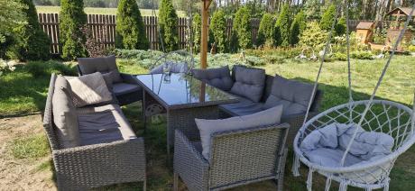 Zestaw ogrodowy z sofami 175cm, fotelami i wysokim stołem Perata Grande Anthracite