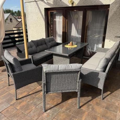 Zestaw ogrodowy z sofami 175cm, fotelami i wysokim stołem Perata Grande Anthracite