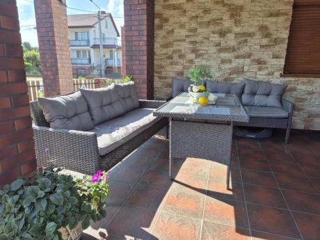 Zestaw ogrodowy z sofami 175cm, fotelami i wysokim stołem Perata Grande Anthracite