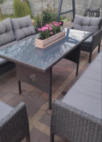 Zestaw ogrodowy z sofami 175cm, fotelami i wysokim stołem Perata Grande Anthracite