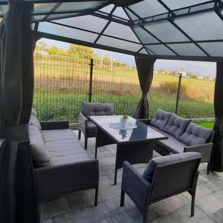 Zestaw ogrodowy z sofami 175cm, fotelami i wysokim stołem Perata Grande Anthracite