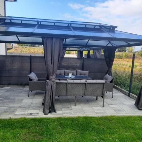 Zestaw ogrodowy z sofami 175cm, fotelami i wysokim stołem Perata Grande Anthracite