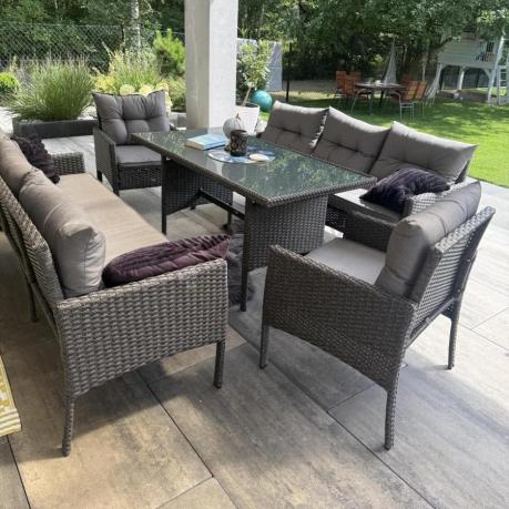 Zestaw ogrodowy z sofami 175cm, fotelami i wysokim stołem Perata Grande Anthracite