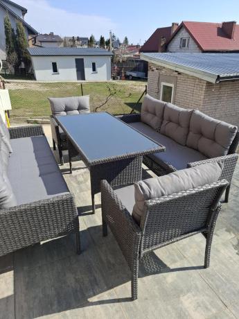 Zestaw ogrodowy z sofami 175cm, fotelami i wysokim stołem Perata Grande Anthracite