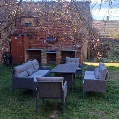 Zestaw ogrodowy z sofami 175cm, fotelami i wysokim stołem Perata Grande Anthracite