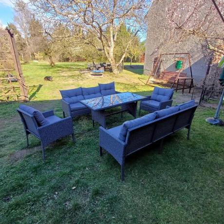 Zestaw ogrodowy z sofami 175cm, fotelami i wysokim stołem Perata Grande Anthracite