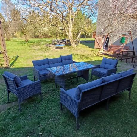 Zestaw ogrodowy z sofami 175cm, fotelami i wysokim stołem Perata Grande Anthracite