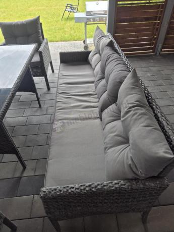 Zestaw ogrodowy z sofami 175cm, fotelami i wysokim stołem Perata Grande Anthracite