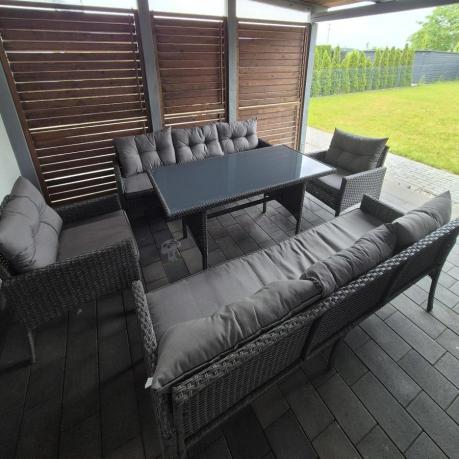 Zestaw ogrodowy z sofami 175cm, fotelami i wysokim stołem Perata Grande Anthracite
