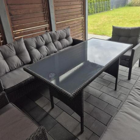 Zestaw ogrodowy z sofami 175cm, fotelami i wysokim stołem Perata Grande Anthracite