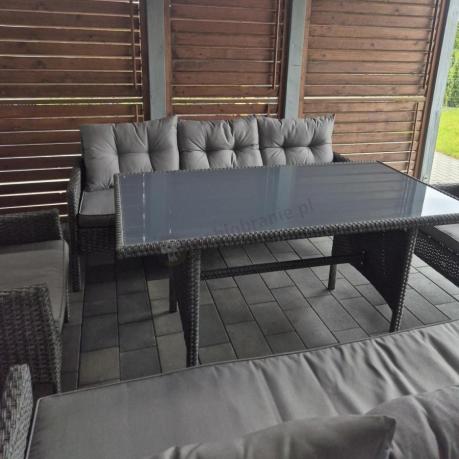 Zestaw ogrodowy z sofami 175cm, fotelami i wysokim stołem Perata Grande Anthracite