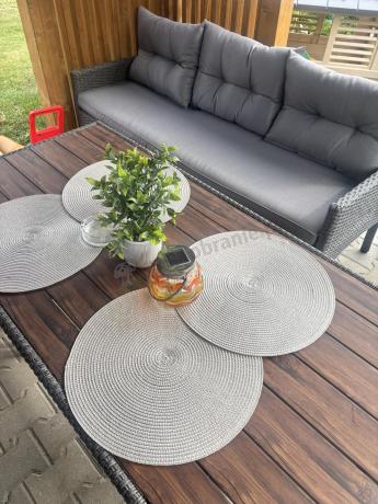 Zestaw ogrodowy z sofami 175cm, fotelami i wysokim stołem polywood Perata Grande Anthracite
