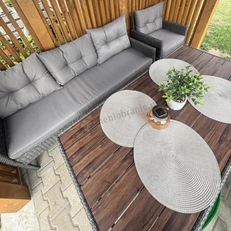 Zestaw ogrodowy z sofami 175cm, fotelami i wysokim stołem polywood Perata Grande Anthracite