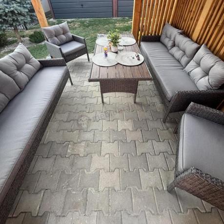 Zestaw ogrodowy z sofami 175cm, fotelami i wysokim stołem polywood Perata Grande Anthracite