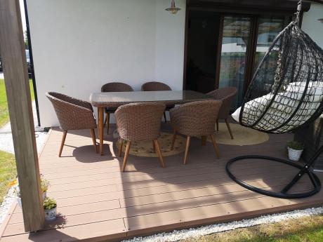Zestaw ogrodowy ze stołem obiadowym technorattan Cioso Dining 6+1 - Brown