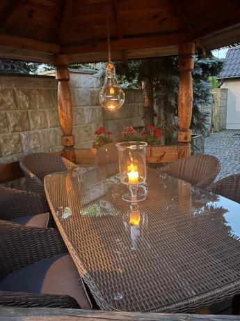 Zestaw ogrodowy ze stołem obiadowym technorattan Cioso Dining 6+1 - Brown