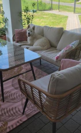 Zestaw rattanowy rope z dużym stolikiem dla 8 osób Torgiano Grande naturalny