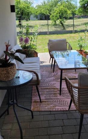 Zestaw rattanowy rope z dużym stolikiem dla 8 osób Torgiano Grande naturalny