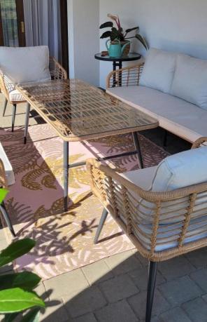 Zestaw rattanowy rope z dużym stolikiem dla 8 osób Torgiano Grande naturalny