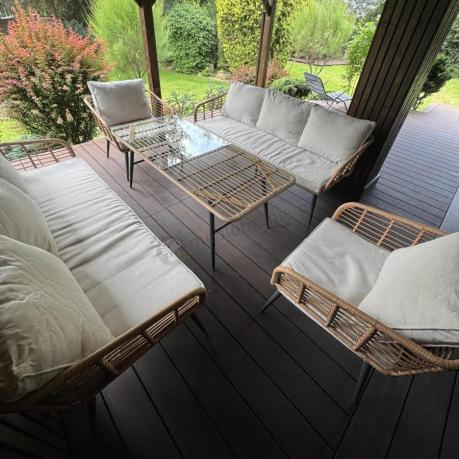 Zestaw rattanowy rope z dużym stolikiem dla 8 osób Torgiano Grande naturalny