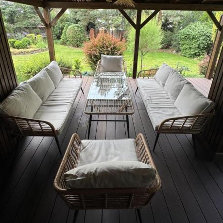 Zestaw rattanowy rope z dużym stolikiem dla 8 osób Torgiano Grande naturalny