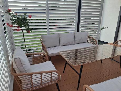 Zestaw rattanowy rope z dużym stolikiem dla 8 osób Torgiano Grande naturalny