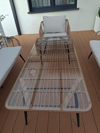 Zestaw rattanowy rope z dużym stolikiem dla 8 osób Torgiano Grande naturalny