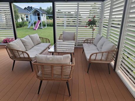 Zestaw rattanowy rope z dużym stolikiem dla 8 osób Torgiano Grande naturalny