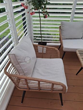 Zestaw rattanowy rope z dużym stolikiem dla 8 osób Torgiano Grande naturalny