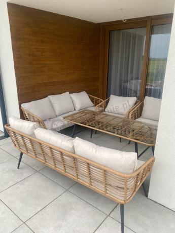 Zestaw rattanowy rope z dużym stolikiem dla 8 osób Torgiano Grande naturalny