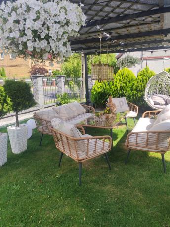 Zestaw rattanowy rope z dużym stolikiem dla 8 osób Torgiano Grande naturalny