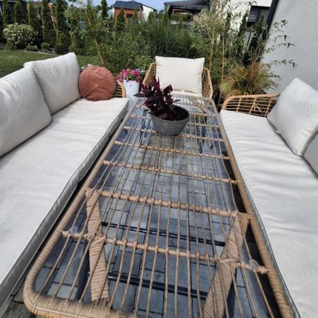 Zestaw rattanowy rope z dużym stolikiem dla 8 osób Torgiano Grande naturalny