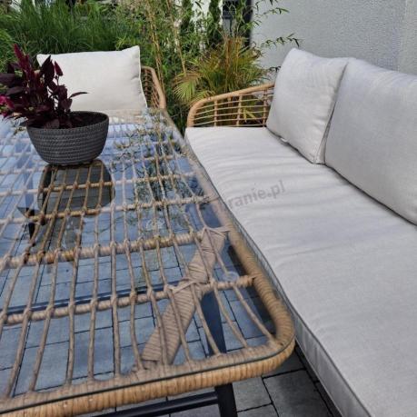 Zestaw rattanowy rope z dużym stolikiem dla 8 osób Torgiano Grande naturalny