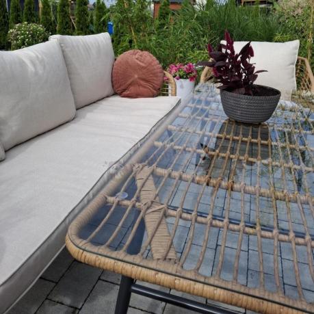 Zestaw rattanowy rope z dużym stolikiem dla 8 osób Torgiano Grande naturalny