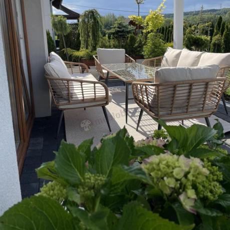 Zestaw rattanowy rope z dużym stolikiem dla 8 osób Torgiano Grande naturalny